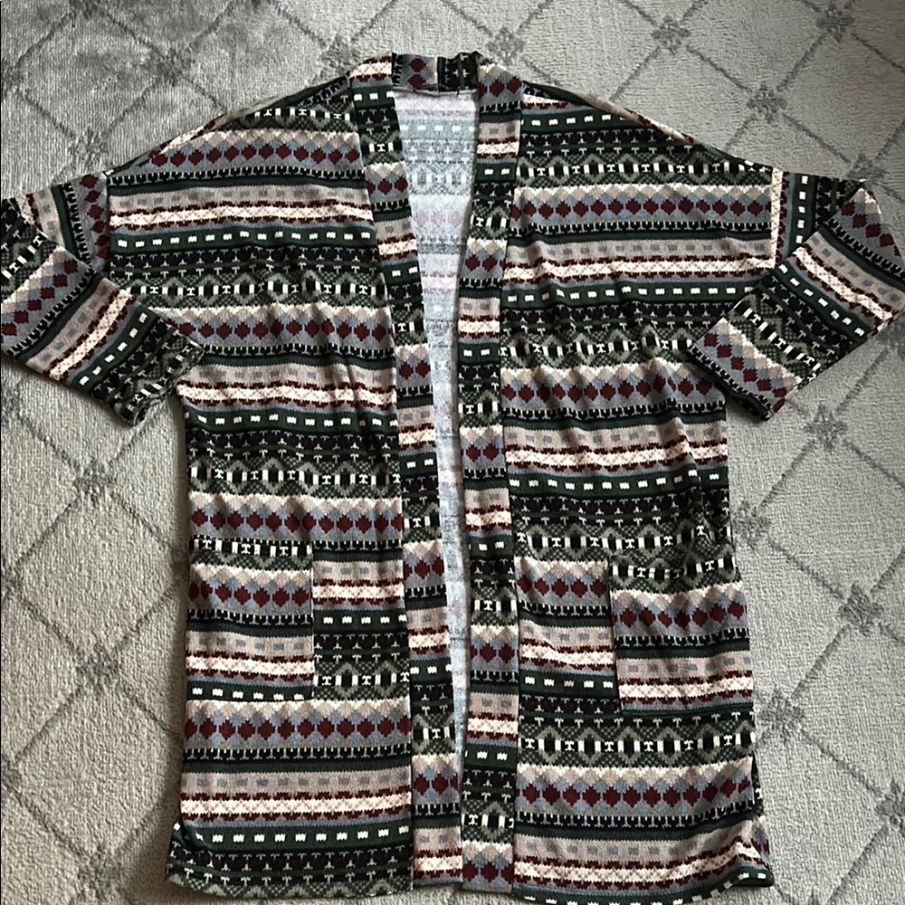 BomBom Patterned Open-Front Cardigan